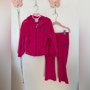 Nike Hot Pink Velour Hoodie & Pants Set